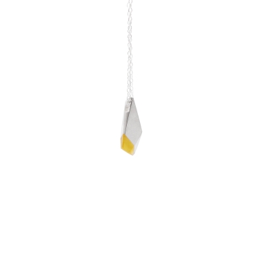 ONE AMBER EDGE / AMBER AND SILVER NECKLACE - FILIMONIUK DESIGN