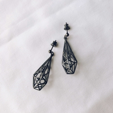 KOLCZYKI 3D - SREBRO OKSYDA - UNIKKE DESIGN