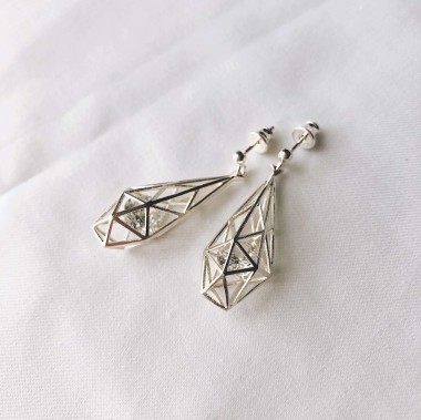 KOLCZYKI 3D CYRKONIA - SREBRO - UNIKKE DESIGN