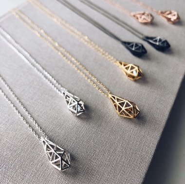 NASZYJNIK MINI 3D CYRKONIA - ZŁOTO - UNIKKE DESIGN