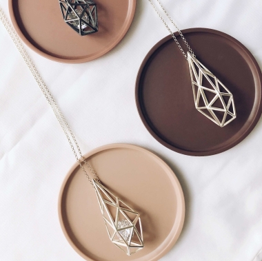 NASZYJNIK XXL 3D CYRKONIA - SREBRO - UNIKKE DESIGN