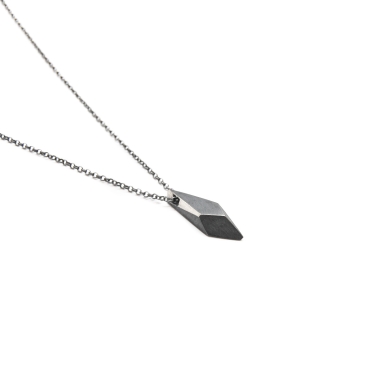 ONE EDGE / BLACK SATIN SILVER NECKLACE - FILIMONIUK DESIGN