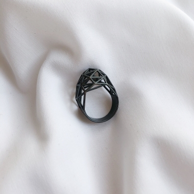 PIERŚCIONEK 3D SREBRO OKSYDA - NEW GEOMETRY - UNIKKE DESIGN