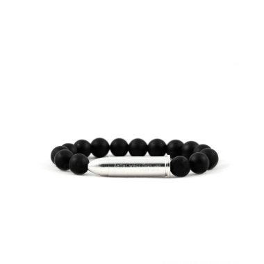 BRANSOLETKA BETTER WEAR THAN USE - ONYX SREBRO- UNIKKE DESIGN