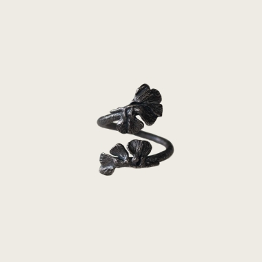 GRAFITOWY REGULOWANY PIERŚCIEŃ NO.2- GINGKO - DOROTA KOS