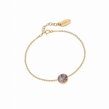 Bransoletka z różowym kamieniem rodingitem pozłacana - KAMENA