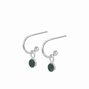 Kolczyki kółka z zawieszką z nefrytem - KAMENA