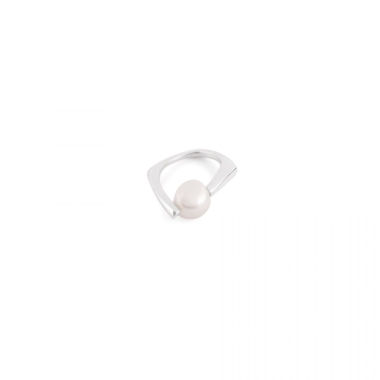 PEARL ring / glossy silver with white pearl - FILIMONIUK DESIGN