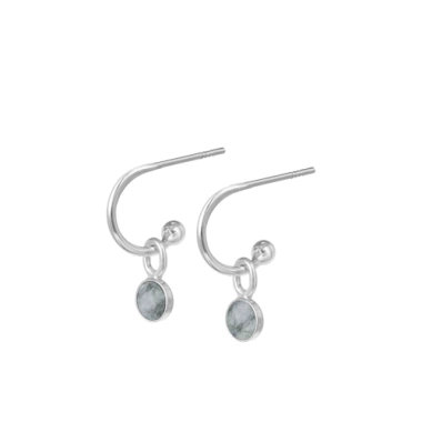 Kolczyki małe kółka z zawieszką z dolomitem srebrne - KAMENA