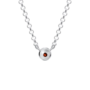 Naszyjnik łańcuchowy z kulą i bursztynem srebrny - KAMENA