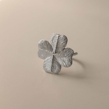 Srebrny pierścień regulowany - Czterolistna Koniczyna - DOROTA KOS