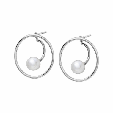 Grawitacja - Kolczyki srebrne z perłą/kamieniem Swarovski - Daria Siwiak