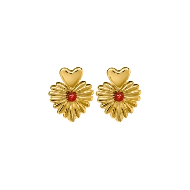 Kolczyki Valentin Maxi Gold z Kamieniem Red - KOPI