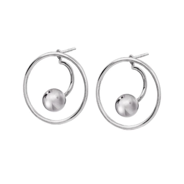 Grawitacja - Kolczyki srebrne ze srebrną kulką - Daria Siwiak